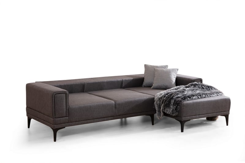 Bäddsoffa med divan Naoko - Mörkgrå - Möbler - Soffa - Bäddsoffa - Hörnbäddsoffa