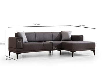 Bäddsoffa med divan Naoko - Mörkgrå - Möbler - Soffa - Bäddsoffa - Hörnbäddsoffa