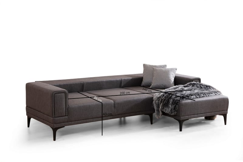 Bäddsoffa med divan Naoko - Mörkgrå - Möbler - Soffa - Bäddsoffa - Hörnbäddsoffa