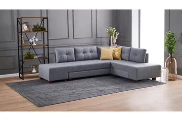 Brunei Hörnbäddsoffa Höger - Grå - Möbler - Soffa - Bäddsoffa - Hörnbäddsoffa