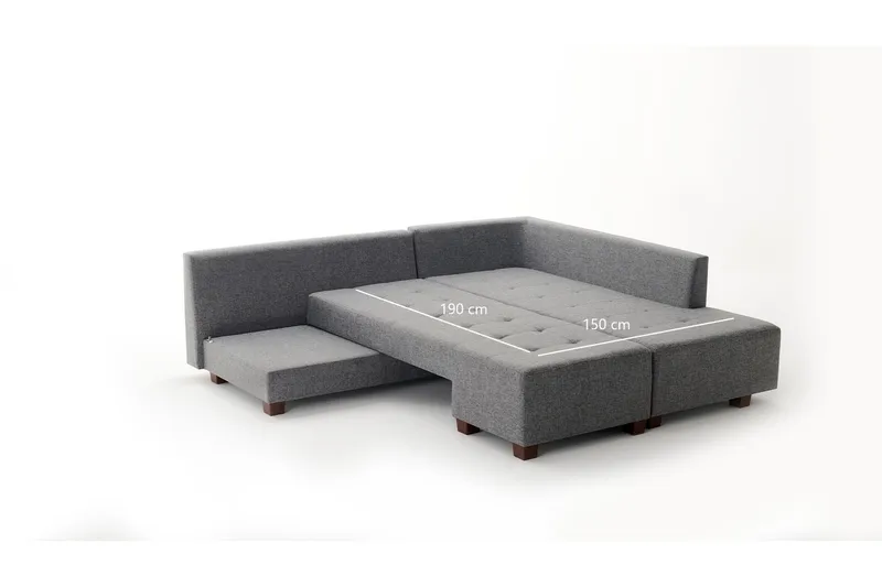 Brunei Hörnbäddsoffa Höger - Grå - Möbler - Soffa - Bäddsoffa - Hörnbäddsoffa