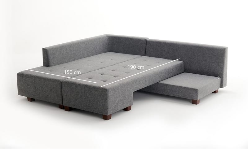 Brunei Hörnbäddsoffa Vänster - Grå - Möbler - Soffa - Bäddsoffa - Hörnbäddsoffa