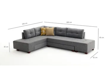 Brunei Hörnbäddsoffa Vänster - Grå - Möbler - Soffa - Bäddsoffa - Hörnbäddsoffa