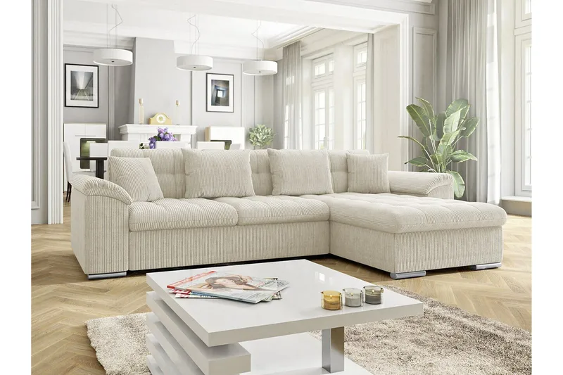 Camior 3-sits Hörnbäddsoffa NO_BRAND beige - Möbler - Soffa - Bäddsoffa - Bäddsoffa divan