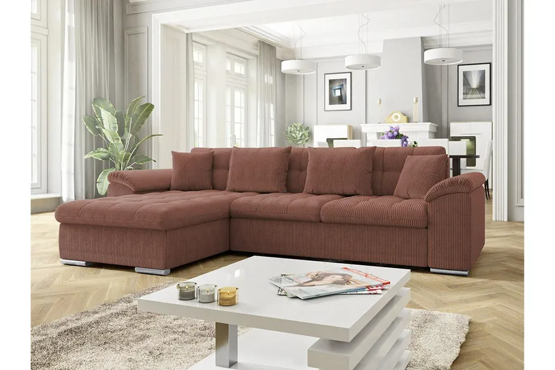 Camior 3-sits Hörnbäddsoffa NO_BRAND Brown - Möbler - Soffa - Bäddsoffa - Hörnbäddsoffa