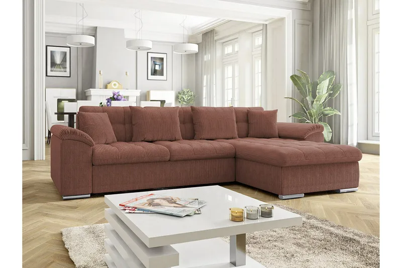 Camior 3-sits Hörnbäddsoffa NO_BRAND Brown - Möbler - Soffa - Bäddsoffa - Hörnbäddsoffa