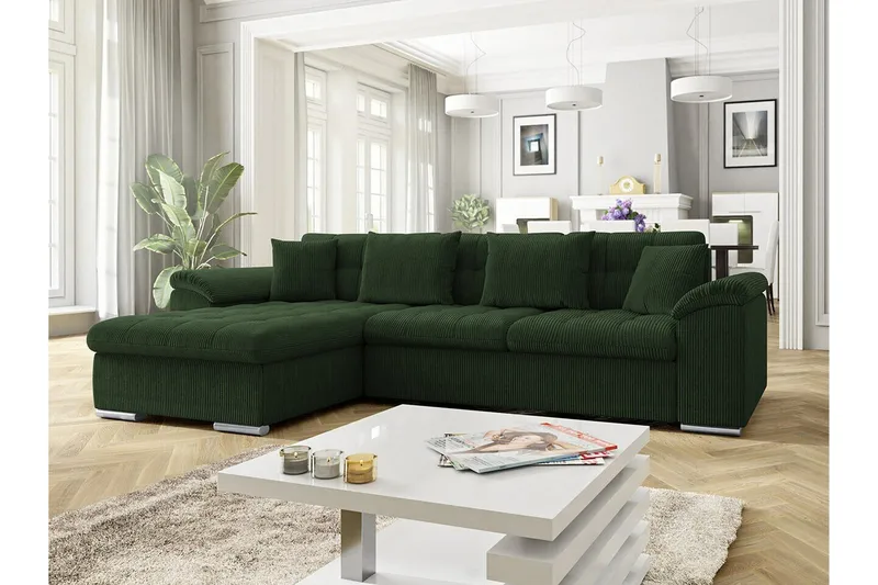 Camior 3-sits Hörnbäddsoffa NO_BRAND Dark green - Möbler - Soffa - Bäddsoffa - Hörnbäddsoffa