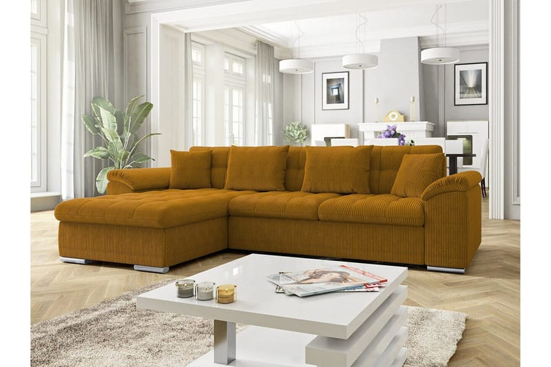 Camior 3-sits Hörnbäddsoffa NO_BRAND Dark yellow - Möbler - Soffa - Bäddsoffa - Hörnbäddsoffa