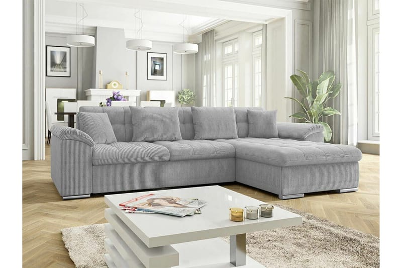 Camior 3-sits Hörnbäddsoffa NO_BRAND Ljusgrå - Möbler - Soffa - Bäddsoffa - Hörnbäddsoffa