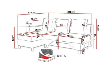 Castlebay 3-sits Höger Hörnbäddsoffa 130x197 cm med Förvaring i Sammet - Mörkgrå - Möbler - Soffa - Bäddsoffa - Bäddsoffa divan