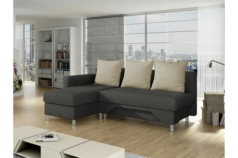 Castlebay 3-sits Hörnbäddsoffa NO_BRAND Brown/Beige - Möbler - Soffa - Bäddsoffa - Bäddsoffa divan