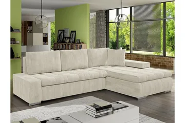 Cerys 3-sits Hörnbäddsoffa NO_BRAND beige - Möbler - Soffa - Bäddsoffa - Hörnbäddsoffa