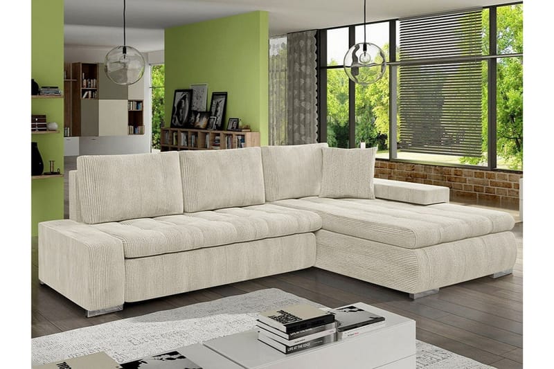 Cerys 3-sits Hörnbäddsoffa NO_BRAND beige - Möbler - Soffa - Bäddsoffa - Hörnbäddsoffa