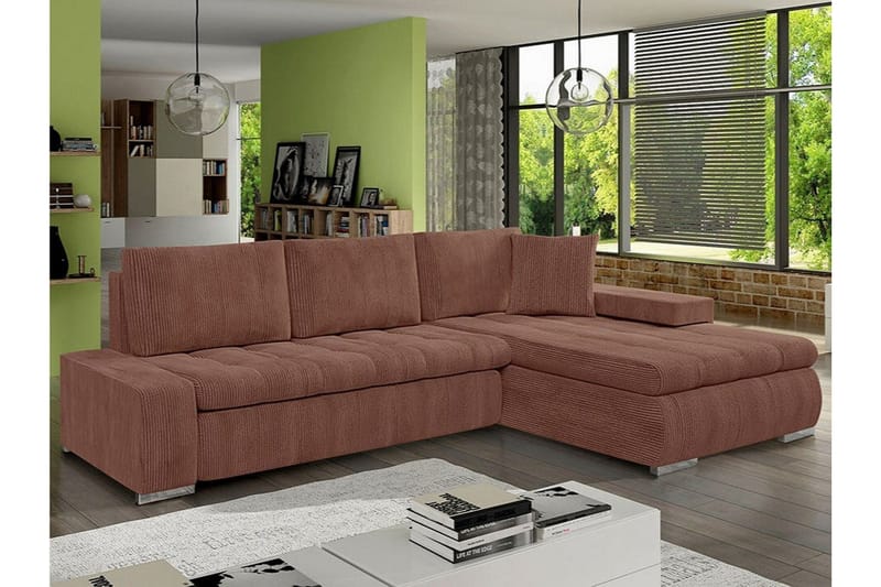 Cerys 3-sits Hörnbäddsoffa NO_BRAND Brown - Möbler - Soffa - Bäddsoffa - Hörnbäddsoffa