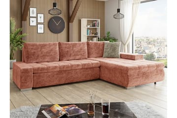 Cerys 3-sits Hörnbäddsoffa NO_BRAND Dark pink - Möbler - Soffa - Bäddsoffa - Hörnbäddsoffa