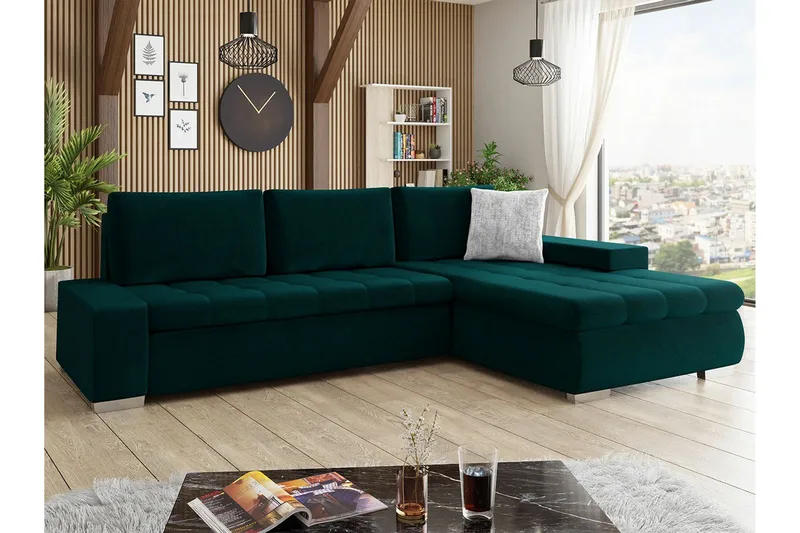 Cerys 3-sits Hörnbäddsoffa NO_BRAND Green - Möbler - Soffa - Bäddsoffa - Hörnbäddsoffa
