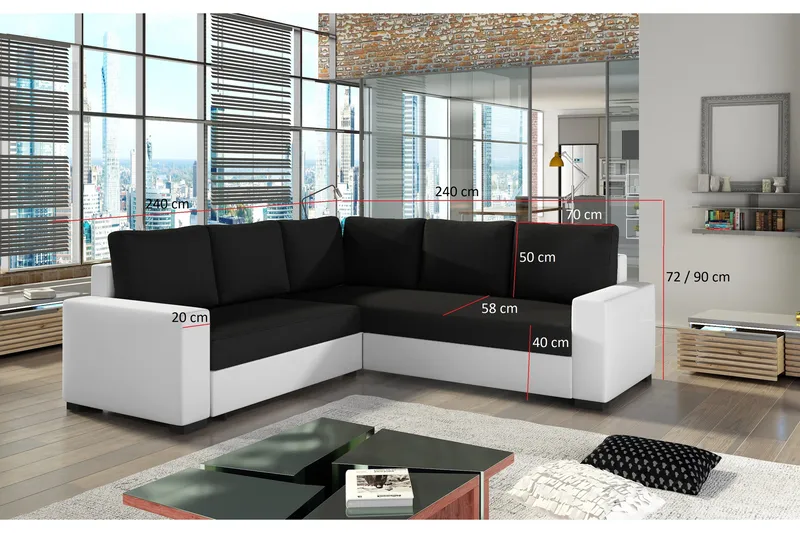 Deltan Hörnbäddsoffa - Grå - Möbler - Soffa - Bäddsoffa - Hörnbäddsoffa