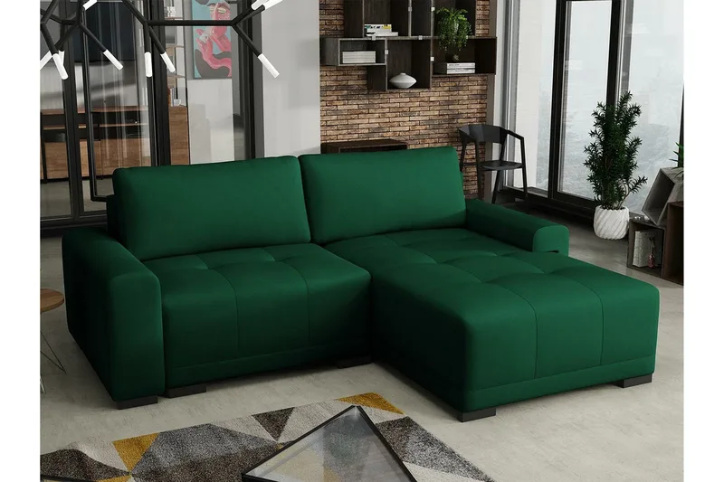 Denegal 2-sits Hörnbäddsoffa Dark green - Möbler - Soffa - Bäddsoffa - Bäddsoffa divan