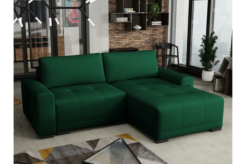 Denegal 2-sits Hörnbäddsoffa Dark green - Möbler - Soffa - Bäddsoffa - Bäddsoffa divan