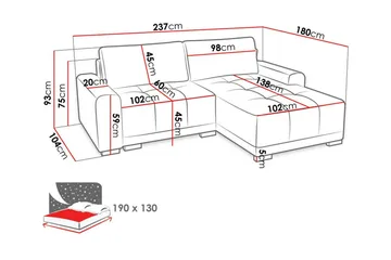 Denegal 2-sits Hörnbäddsoffa - Möbler - Soffa - Bäddsoffa - Hörnbäddsoffa