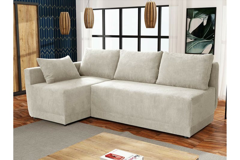 Denegal 3-sits Hörnbäddsoffa beige - Möbler - Soffa - Bäddsoffa - Bäddsoffa divan