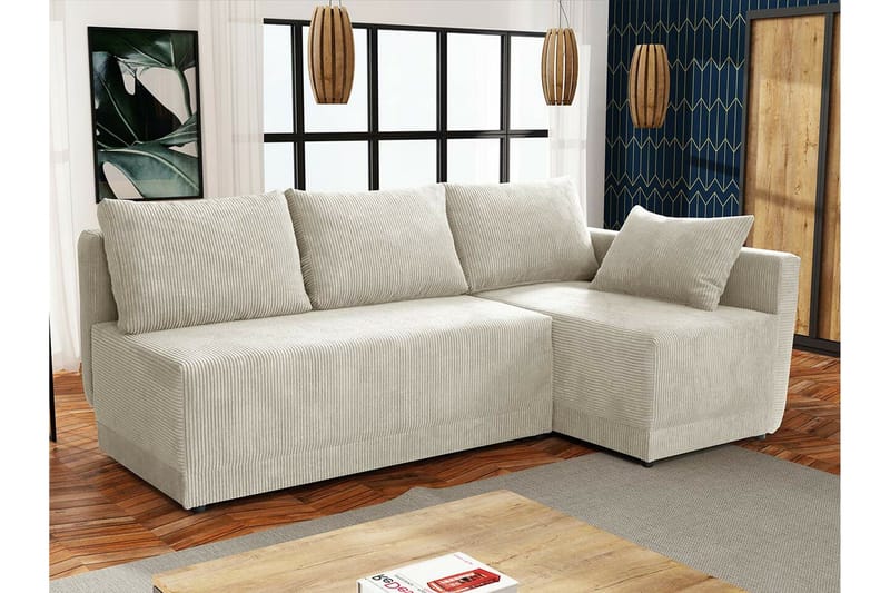 Denegal 3-sits Hörnbäddsoffa beige - Möbler - Soffa - Bäddsoffa - Hörnbäddsoffa