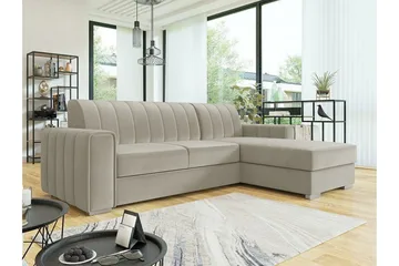 Denegal 3-sits Hörnbäddsoffa Beige/Light beige - Möbler - Soffa - Bäddsoffa - Bäddsoffa divan