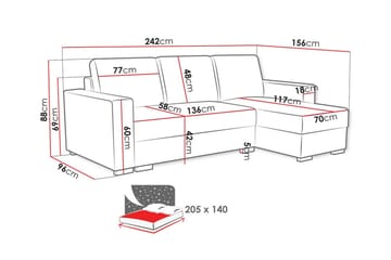 Denegal 3-sits Hörnbäddsoffa - Blå - Möbler - Soffa - Bäddsoffa - Hörnbäddsoffa