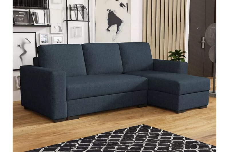 Denegal 3-sits Hörnbäddsoffa - Blå - Möbler - Soffa - Bäddsoffa - Hörnbäddsoffa