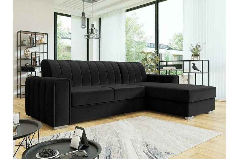 Denegal 3-sits Hörnbäddsoffa Black - Möbler - Soffa - Bäddsoffa - Bäddsoffa divan