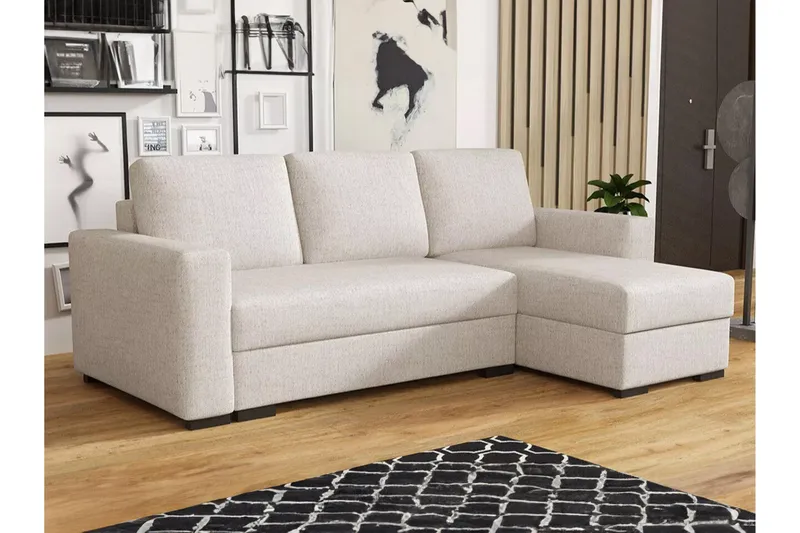 Denegal 3-sits Hörnbäddsoffa - Cream - Möbler - Soffa - Bäddsoffa - Hörnbäddsoffa