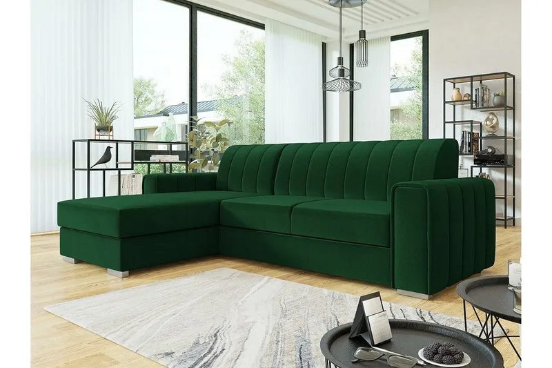 Denegal 3-sits Hörnbäddsoffa Dark green - Möbler - Soffa - Bäddsoffa - Hörnbäddsoffa