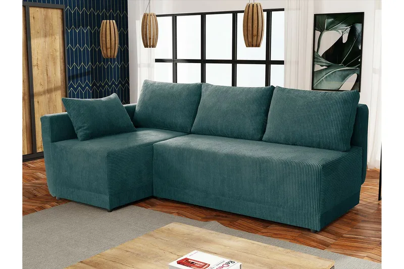 Denegal 3-sits Hörnbäddsoffa Dark green - Möbler - Soffa - Bäddsoffa - Hörnbäddsoffa