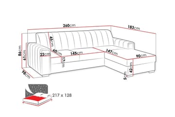 Denegal 3-sits Hörnbäddsoffa Dark grey - Möbler - Soffa - Bäddsoffa - Bäddsoffa divan
