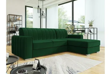 Denegal 3-sits Hörnbäddsoffa Green - Möbler - Soffa - Bäddsoffa - Bäddsoffa divan