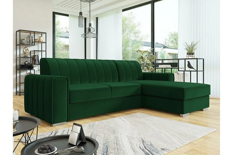 Denegal 3-sits Hörnbäddsoffa Green - Möbler - Soffa - Bäddsoffa - Bäddsoffa divan