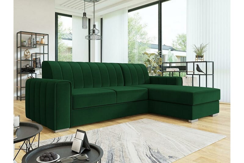 Denegal 3-sits Hörnbäddsoffa Green - Möbler - Soffa - Bäddsoffa - Bäddsoffa divan