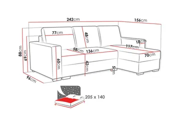 Denegal 3-sits Hörnbäddsoffa - Ljusbrun - Möbler - Soffa - Bäddsoffa - Hörnbäddsoffa
