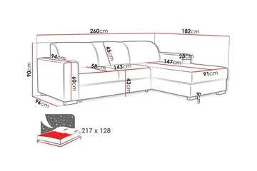 Denegal 3-sits Hörnbäddsoffa NO_BRAND beige - Möbler - Soffa - Bäddsoffa - Hörnbäddsoffa