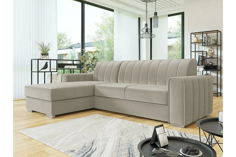 Denegal 3-sits Hörnbäddsoffa NO_BRAND beige - Möbler - Soffa - Bäddsoffa - Hörnbäddsoffa