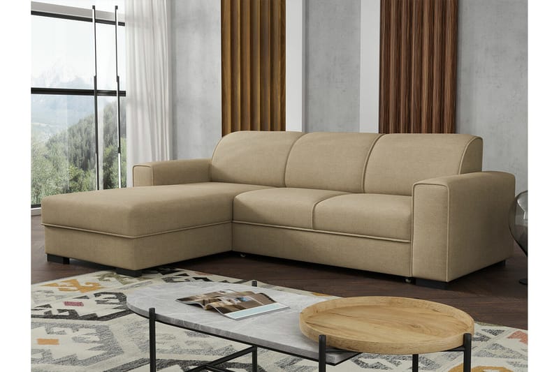 Denegal 3-sits Hörnbäddsoffa NO_BRAND beige - Möbler - Soffa - Bäddsoffa - Hörnbäddsoffa