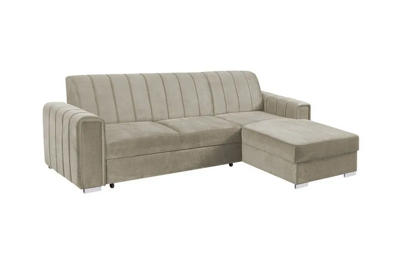 Denegal 3-sits Hörnbäddsoffa NO_BRAND Beige/Light beige - Möbler - Soffa - Bäddsoffa - Bäddsoffa divan