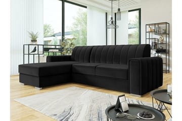 Denegal 3-sits Hörnbäddsoffa NO_BRAND Black - Möbler - Soffa - Bäddsoffa - Bäddsoffa divan