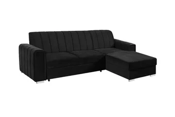 Denegal 3-sits Hörnbäddsoffa NO_BRAND Black - Möbler - Soffa - Bäddsoffa - Bäddsoffa divan