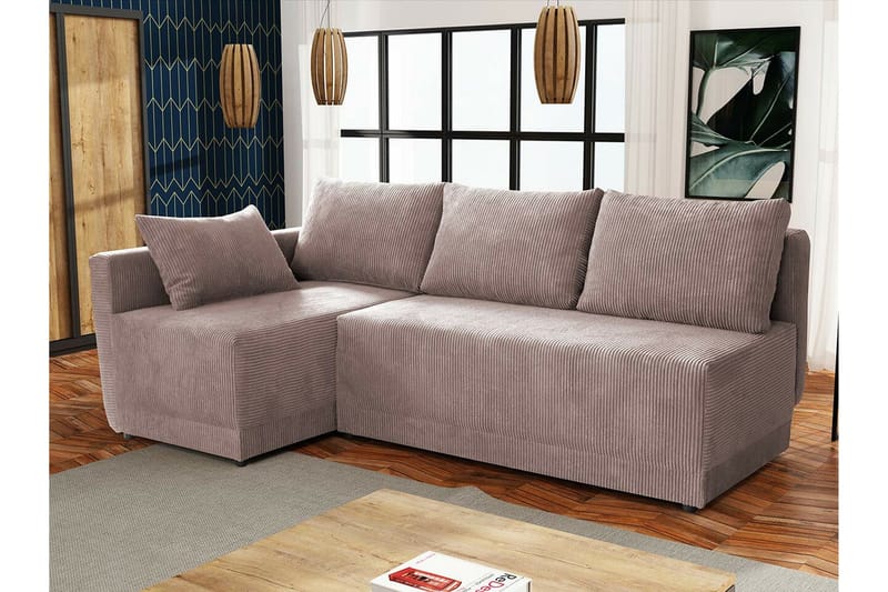 Denegal 3-sits Hörnbäddsoffa NO_BRAND Brown - Möbler - Soffa - Bäddsoffa - Hörnbäddsoffa