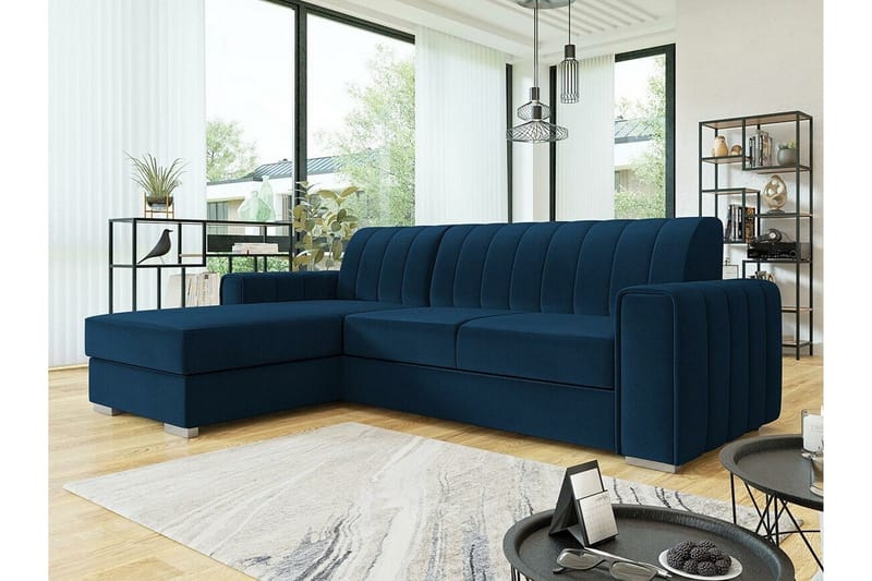 Denegal 3-sits Hörnbäddsoffa NO_BRAND Dark blue - Möbler - Soffa - Bäddsoffa - Hörnbäddsoffa