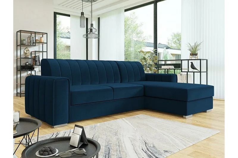 Denegal 3-sits Hörnbäddsoffa NO_BRAND Dark blue - Möbler - Soffa - Bäddsoffa - Hörnbäddsoffa