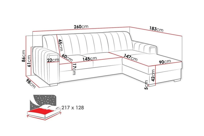 Denegal 3-sits Hörnbäddsoffa NO_BRAND Dark blue - Möbler - Soffa - Bäddsoffa - Hörnbäddsoffa