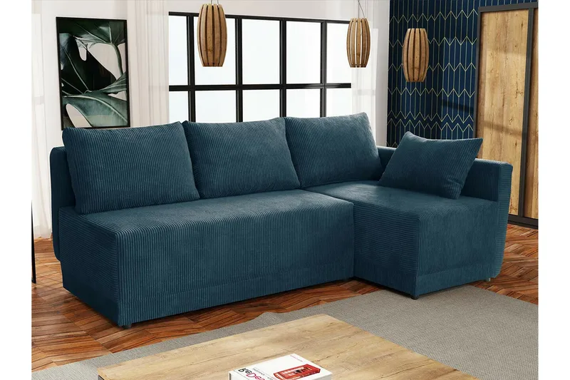 Denegal 3-sits Hörnbäddsoffa NO_BRAND Dark blue - Möbler - Soffa - Bäddsoffa - Hörnbäddsoffa