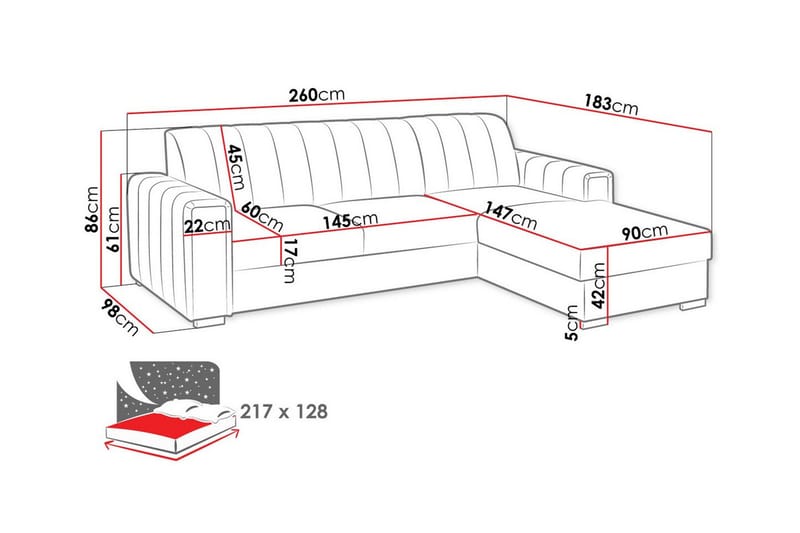 Denegal 3-sits Hörnbäddsoffa NO_BRAND Dark green - Möbler - Soffa - Bäddsoffa - Hörnbäddsoffa